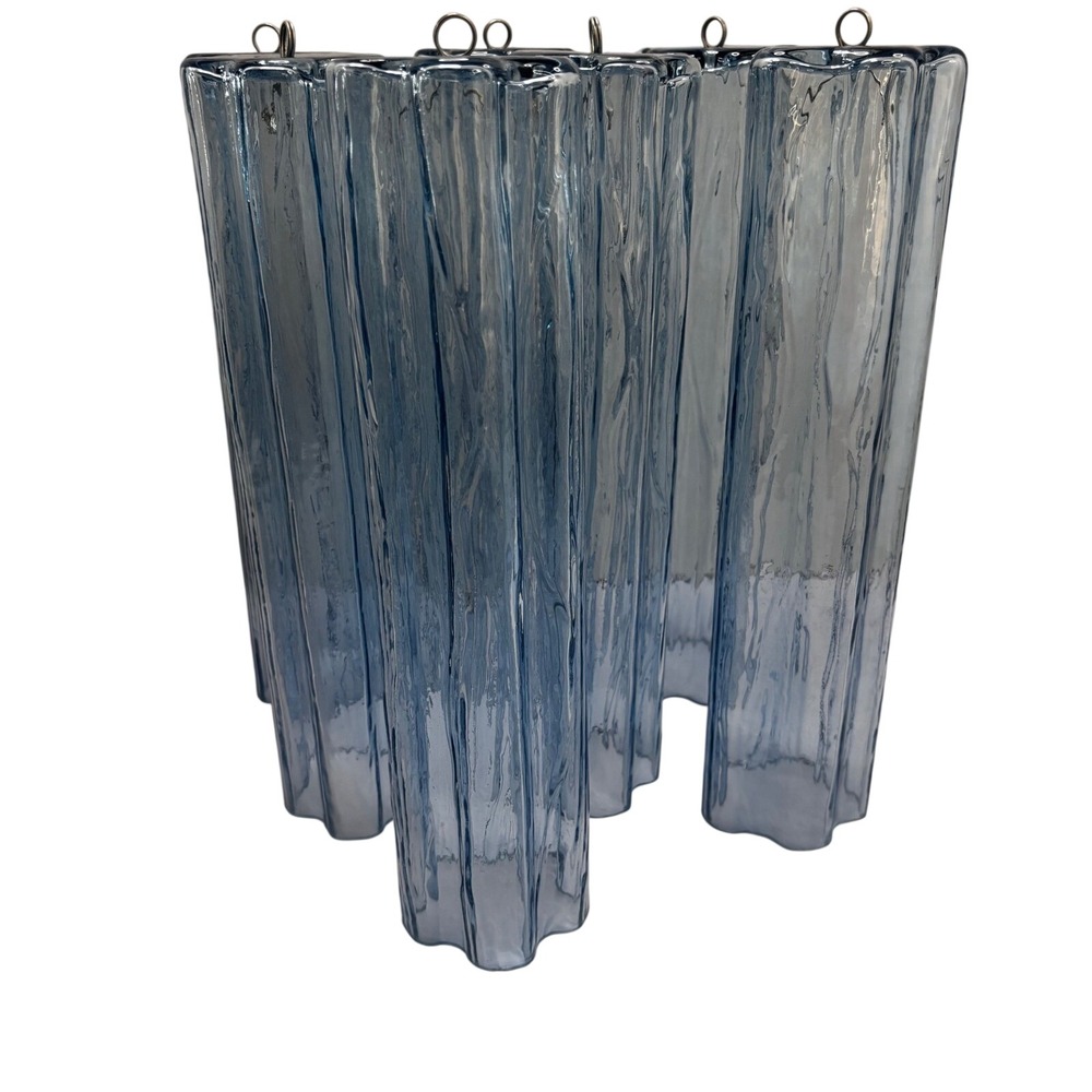 Vtg MCM Style Italian Blue Glass Tronchi Chandelier Pendant Light‎ 7 Glass Tubes